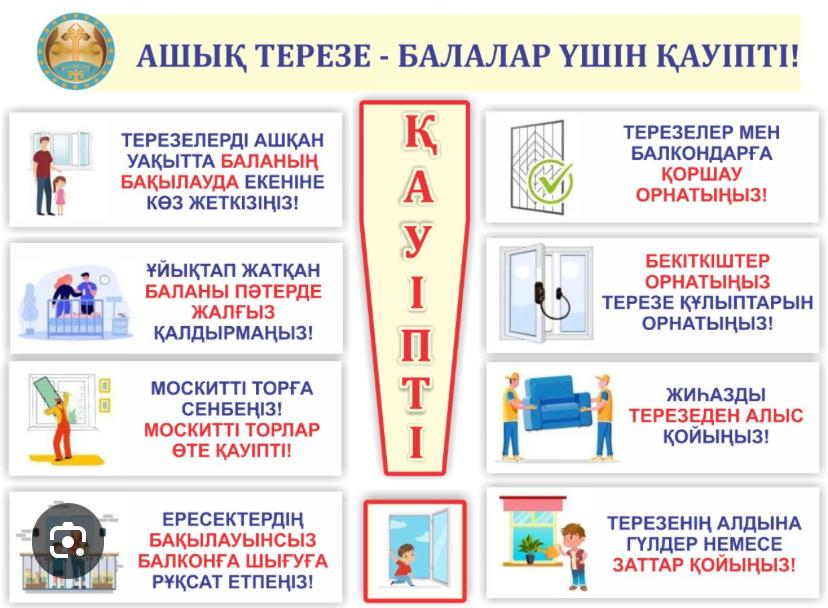 Терезеден құлап кету қайғылы жағдайларын алдын алу шарасы бойынша ата-аналарға арналған ЖАДЫНАМА